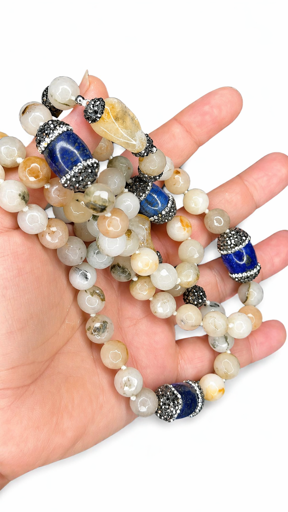 Lapis Lazuli & Agate Necklace – Throat Chakra Crystal for Confidence & Inner Truth image 3