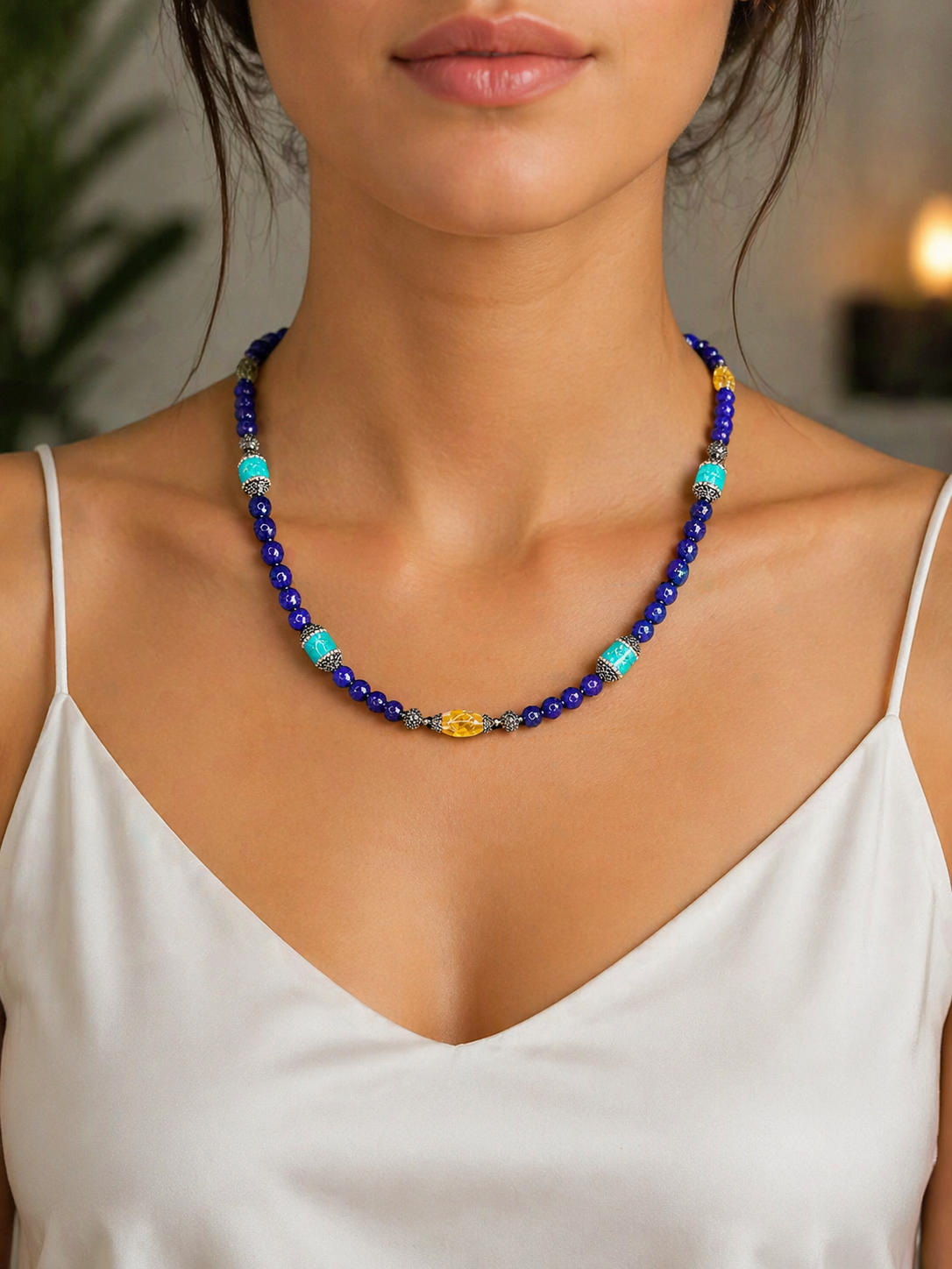 Chakra Gemstone Necklace for Clarity, Confidence & Expression image 0