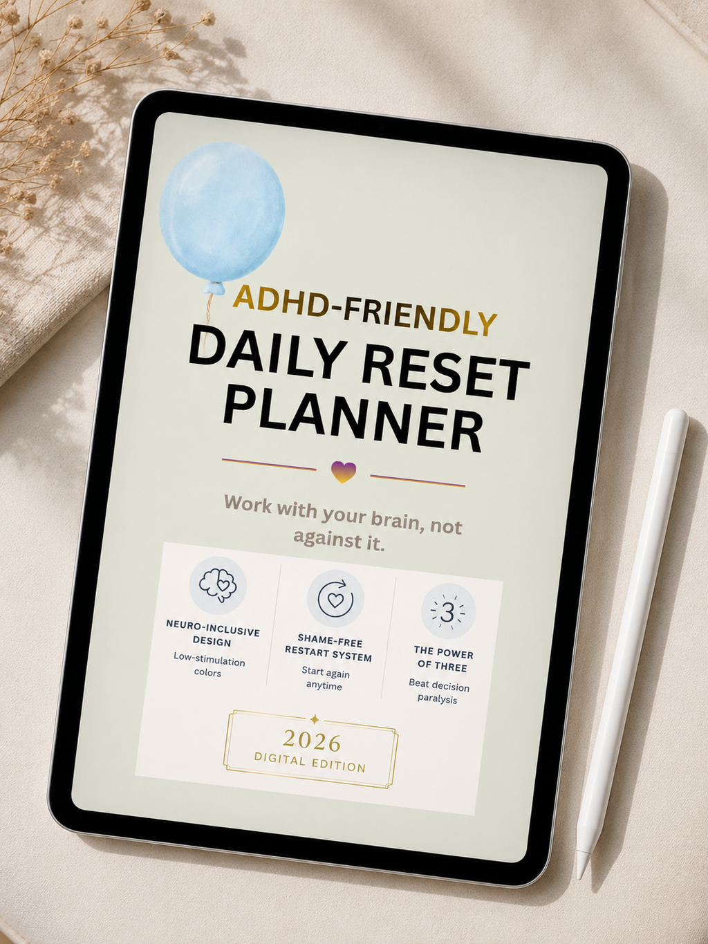 ADHD Daily Reset Planner: 11-Page Digital & Printable PDF Bundle