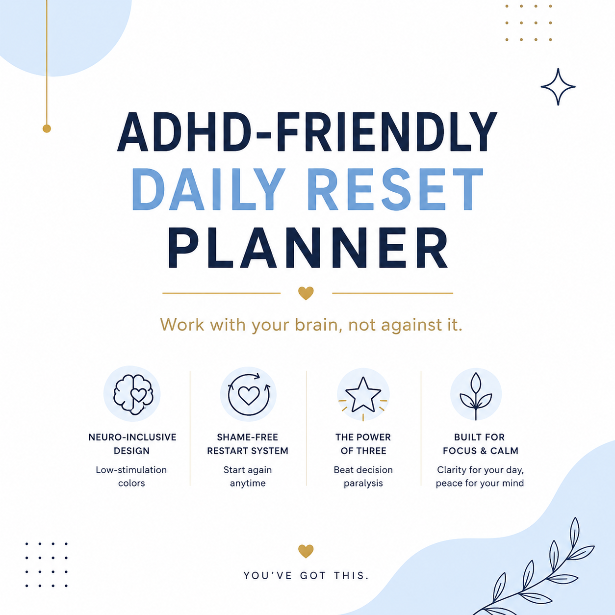 ADHD-Friendly Daily Reset Planner Printable PDF | Neurodivergent Daily Planning System
