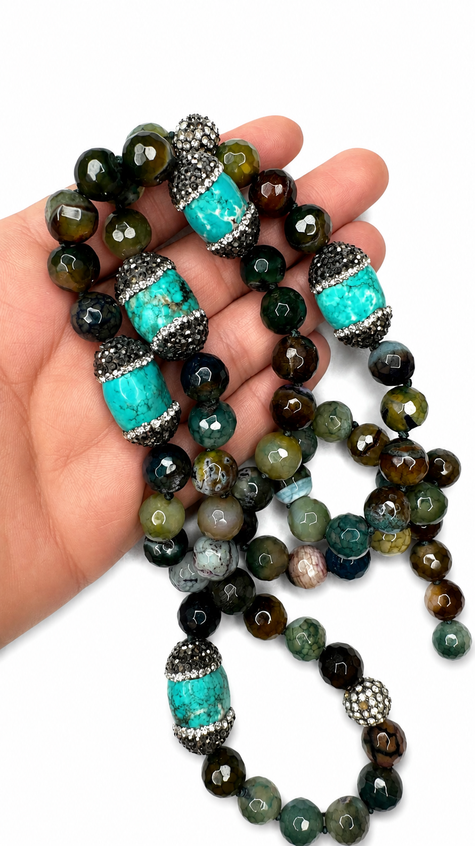 Earth Balance Necklace, Grounding Protection Necklace, Heart Chakra Jewelry, Turquoise Statement Necklace, Handmade Boho Gemstone Necklace