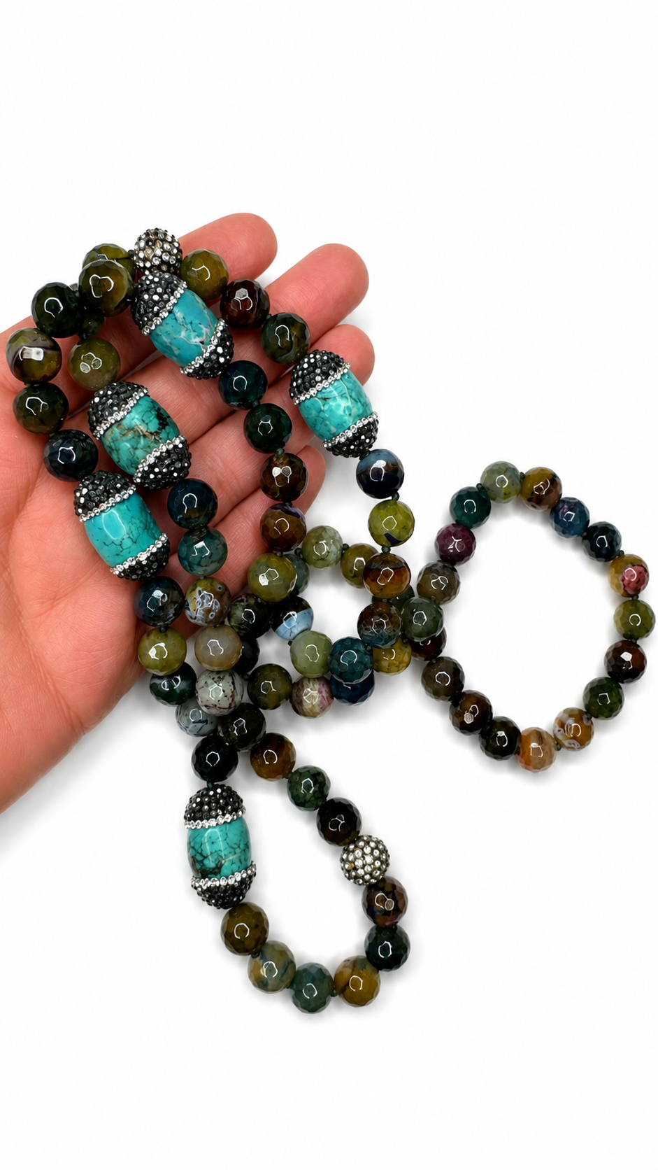 Earth Balance Necklace, Grounding Protection Necklace, Heart Chakra Jewelry, Turquoise Statement Necklace, Handmade Boho Gemstone Necklace