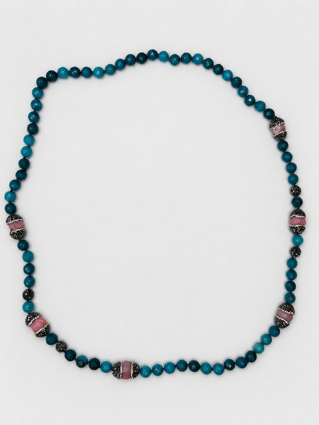 Green Heart Chakra Necklace, Turquoise Agate Beaded Necklace, Pink Gemstone Statement Necklace, Healing Crystal Jewelry, Handmade Boho Necklace