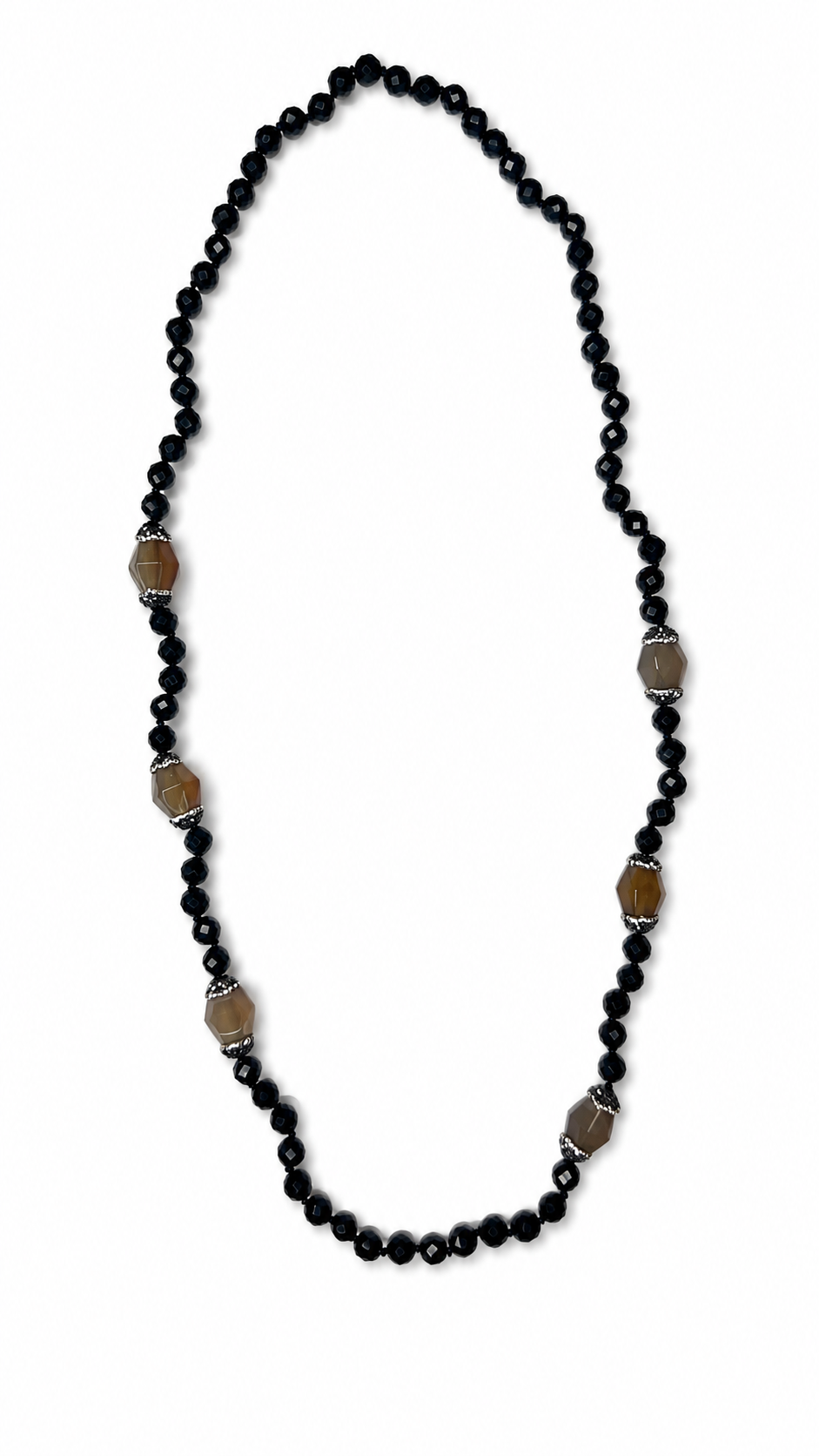 Midnight Protection Necklace, Black Onyx Grounding Necklace, Spiritual Protection Jewelry, Root Chakra Necklace, Smoky Quartz Boho Statement