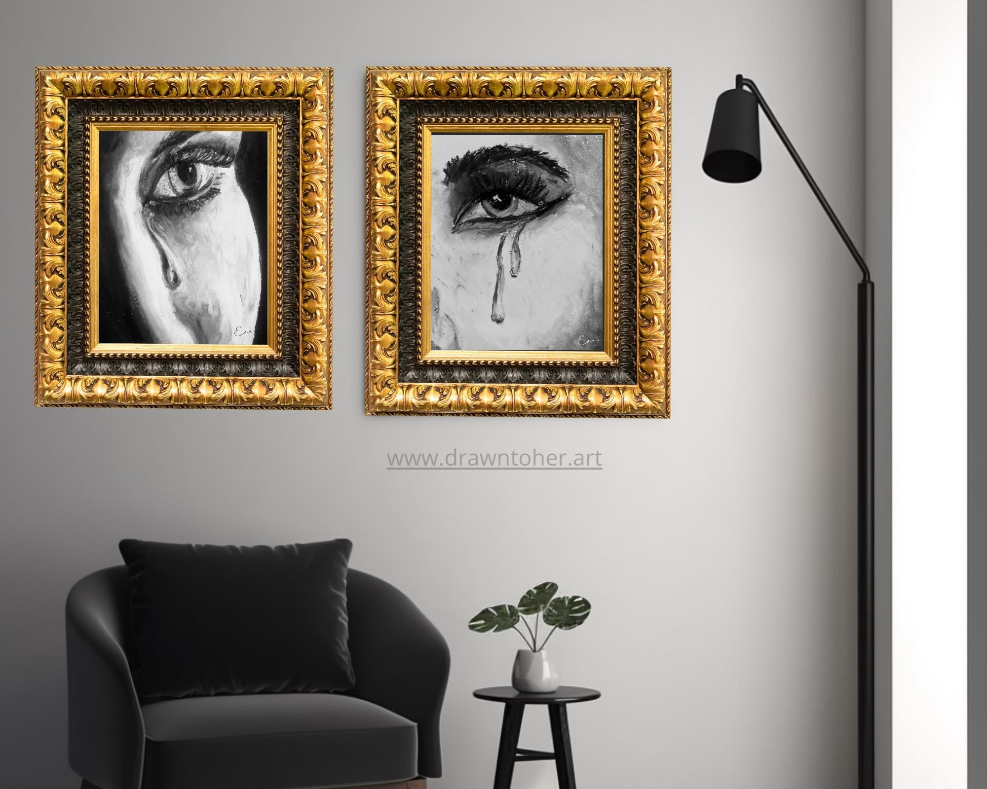 What She Saw Digital Art Print | Emotional Tear Portrait | Feminine Introspective Printable Download
