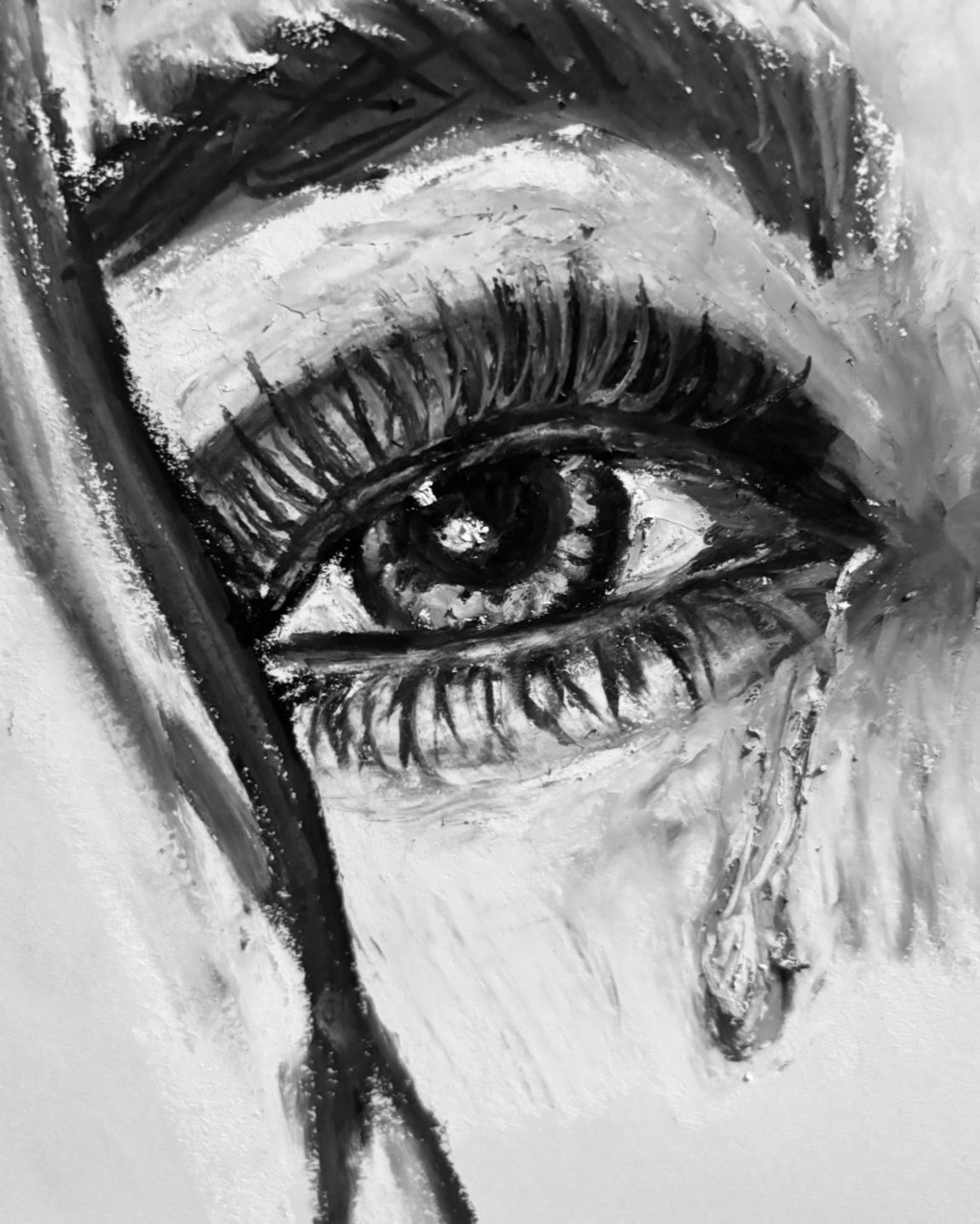 Through Her Eyes Art Print, Luminous Emotional Drawing, Abstract Female Gaze Wall Art, Surreal Poster (Digital Download)