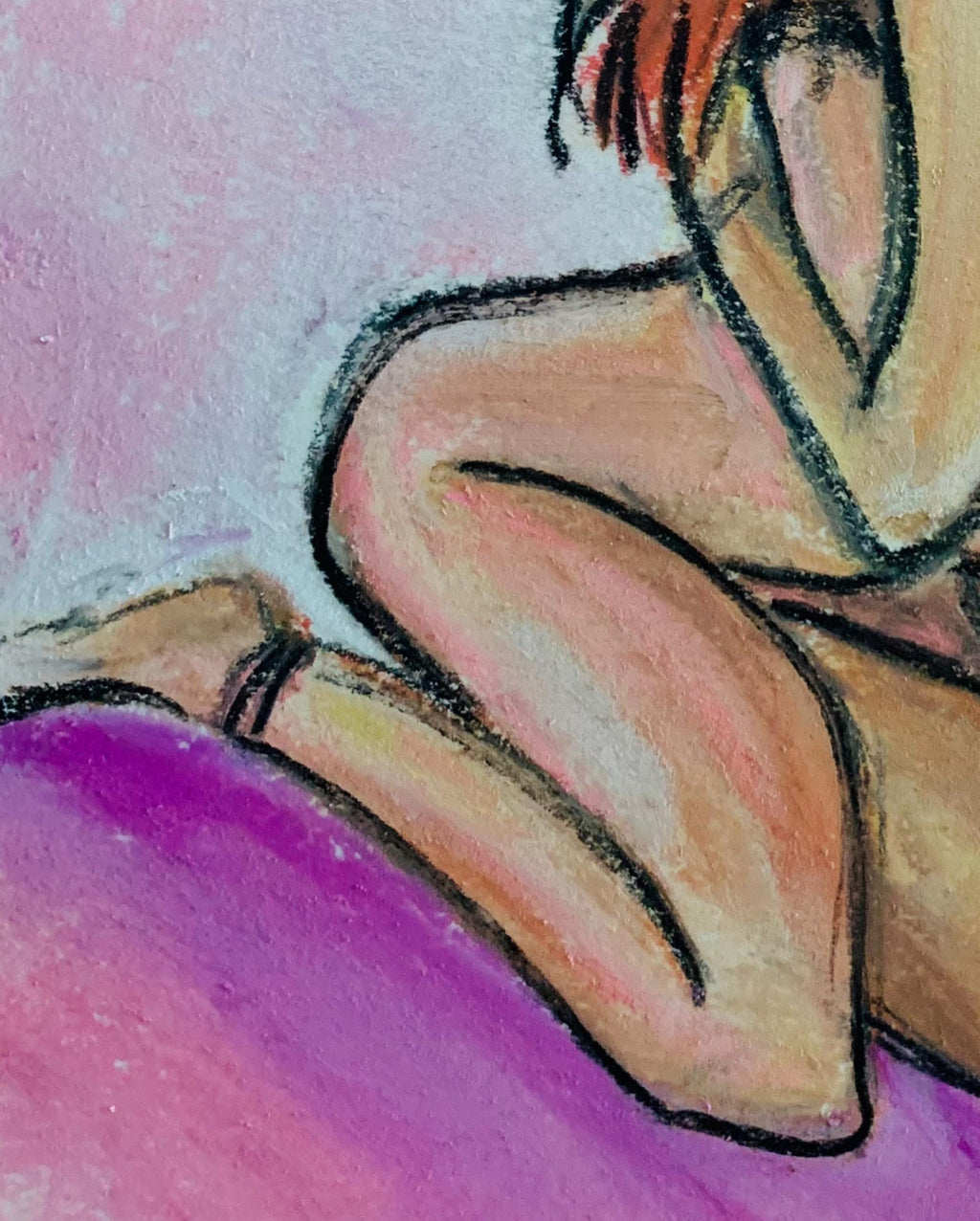 Sapphic Intimacy Art Print, Queer Love Wall Art, She's All I Need Pastel Drawing, LGBTQ+ Anniversary Gift,Minimalist Nude (Digital Download)