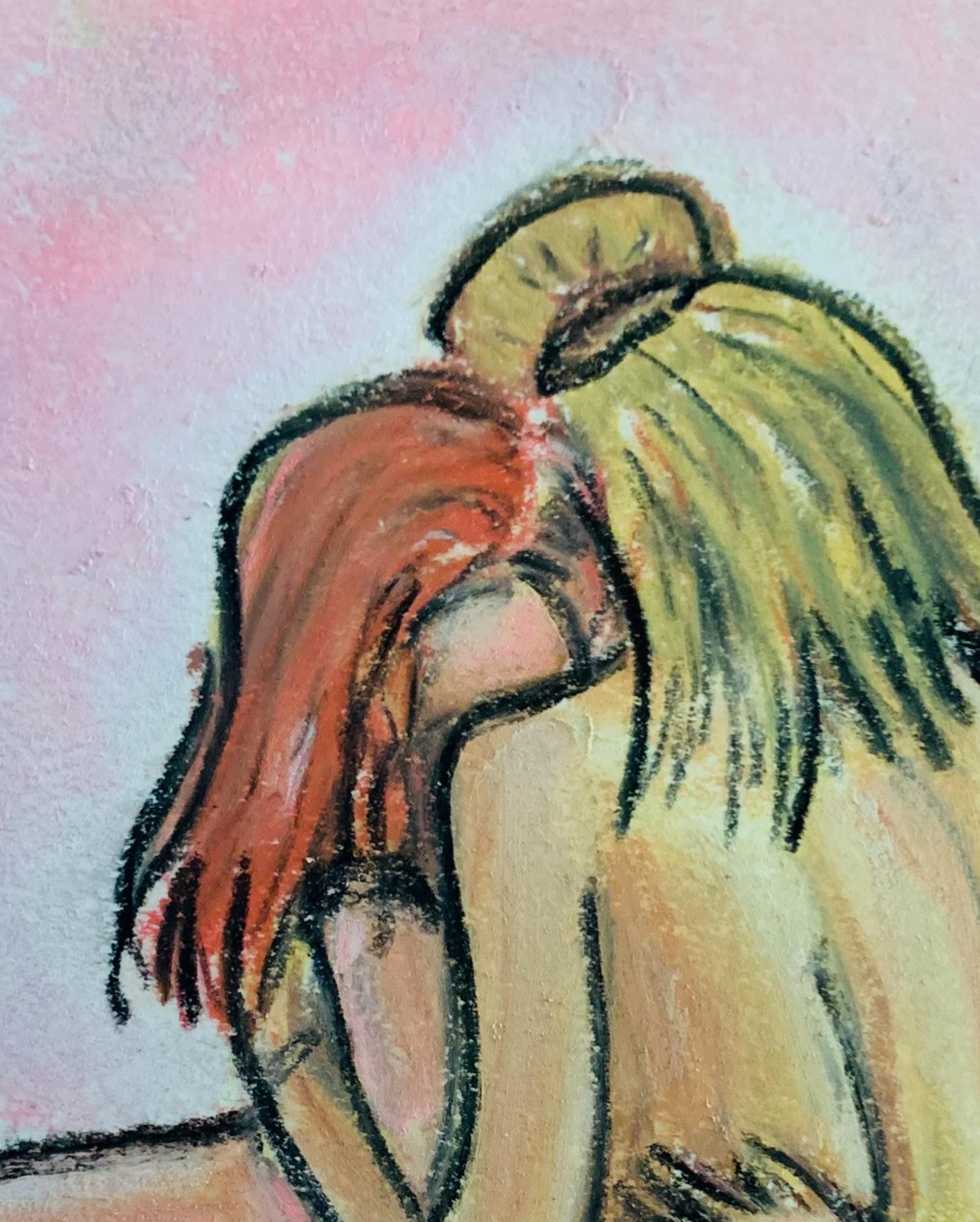 Her Embrace Digital Art Print | Queer Love Wall Art | Feminine Connection Printable Download