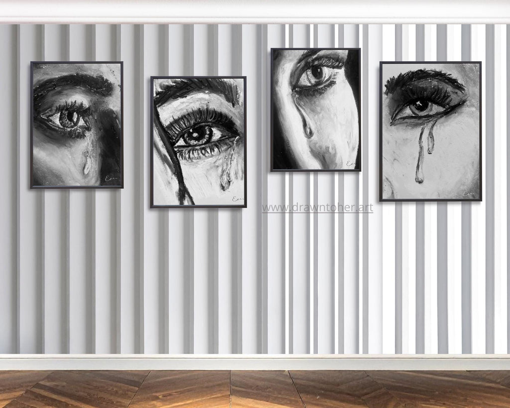 Shades of Her Eyes Collection | Set of 4 Feminine Art Prints | Emotional Portrait Digital Download Bundle