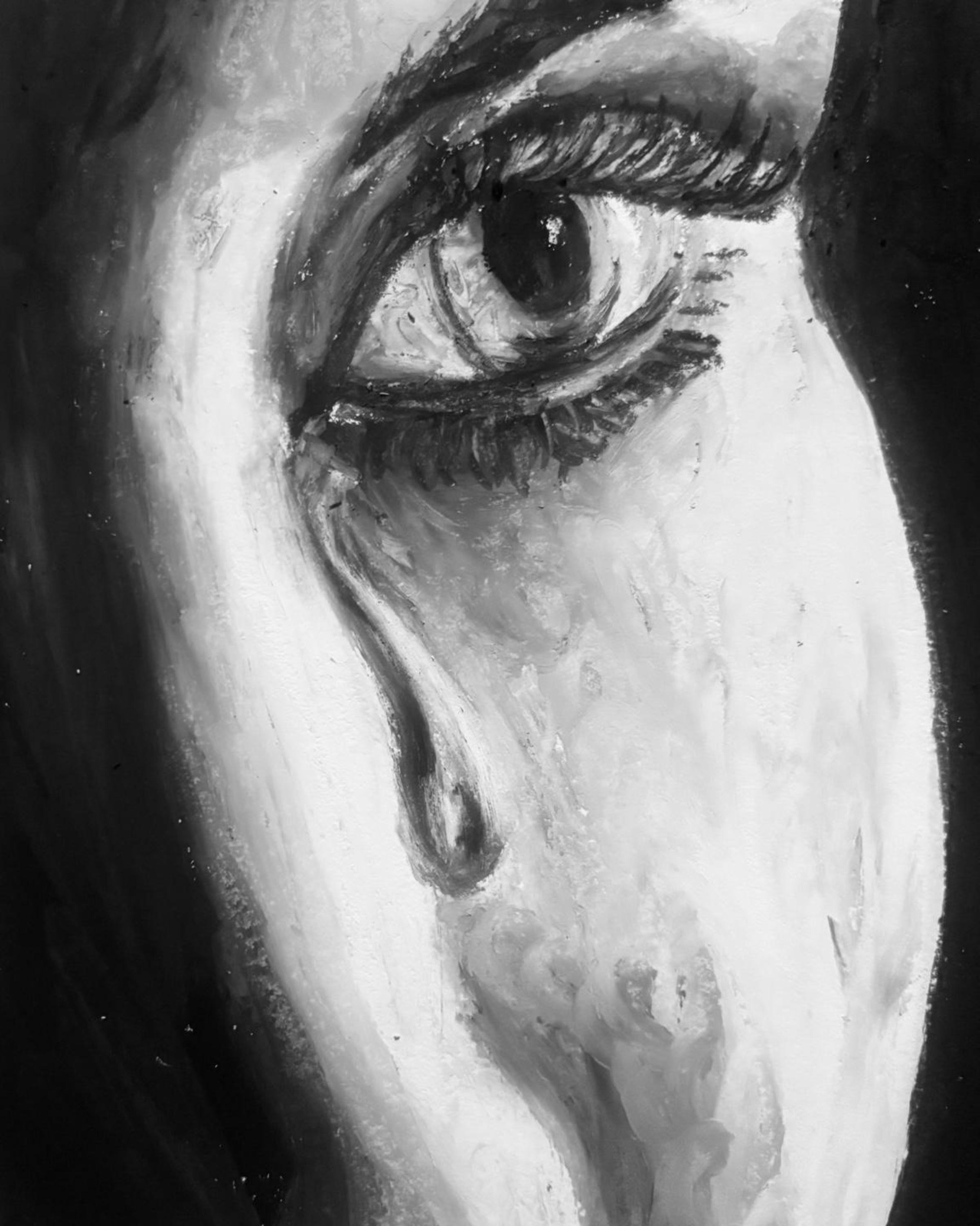 What She Saw Digital Art Print | Emotional Tear Portrait | Feminine Introspective Printable Download