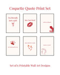 Coquette Red Quote Print Set | Set of 6 Girly Wall Art Prints | “Just a Girl” Aesthetic Digital Download