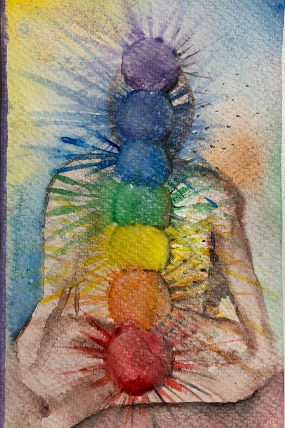 Spiritual Watercolor Tree Art | Chakra Moon Meditation Prints (Digital Download)