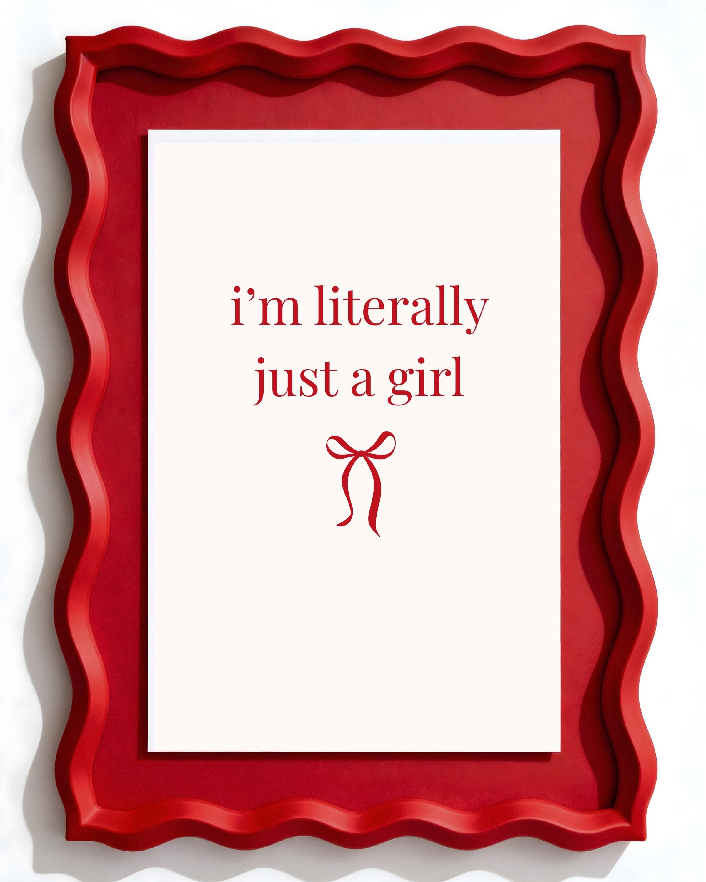 Coquette Red Quote Print Set | Set of 6 Girly Wall Art Prints | “Just a Girl” Aesthetic Digital Download