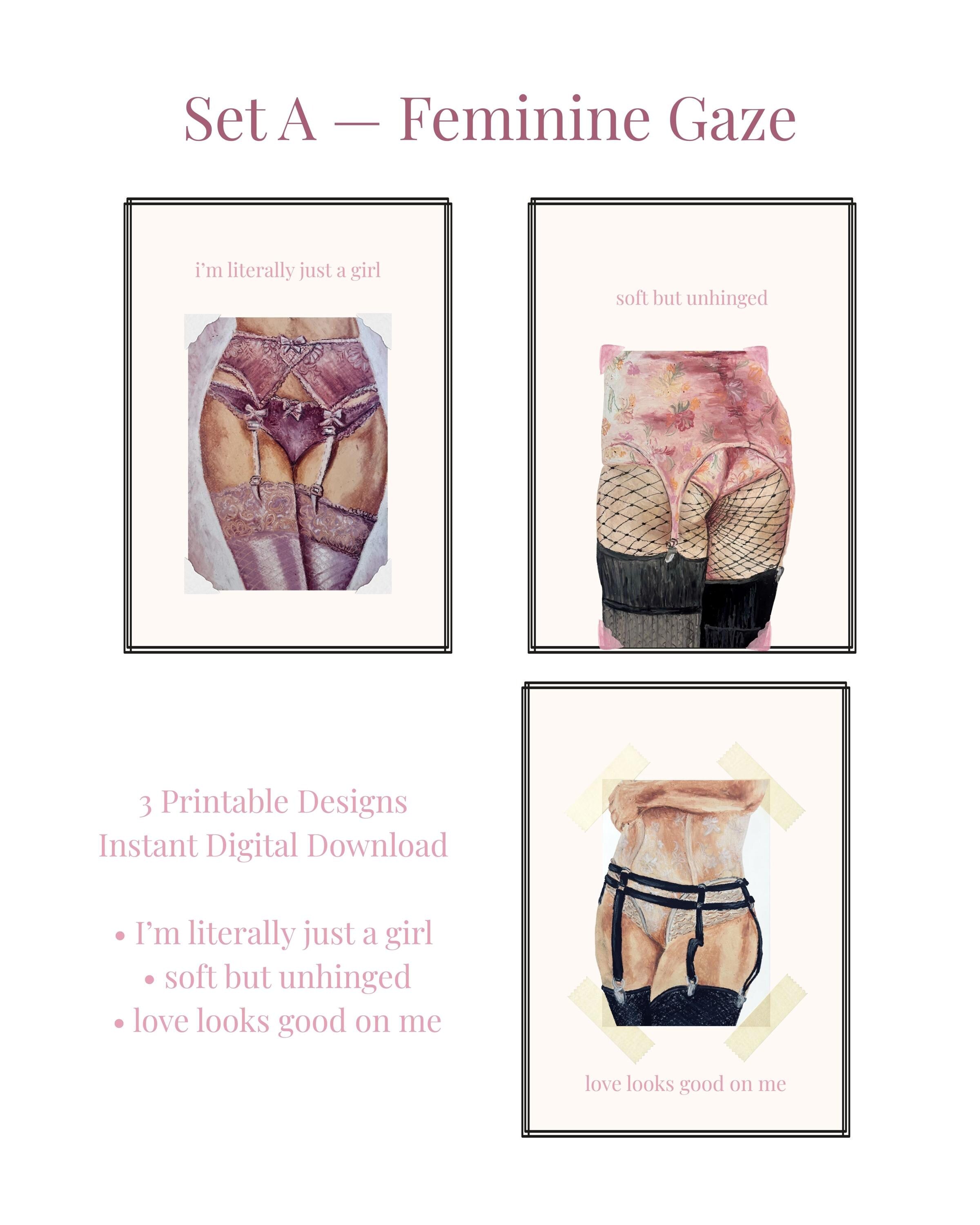 Feminine Quote Wall Art Set | Body Positive, Female Gaze Prints (Digital Download)