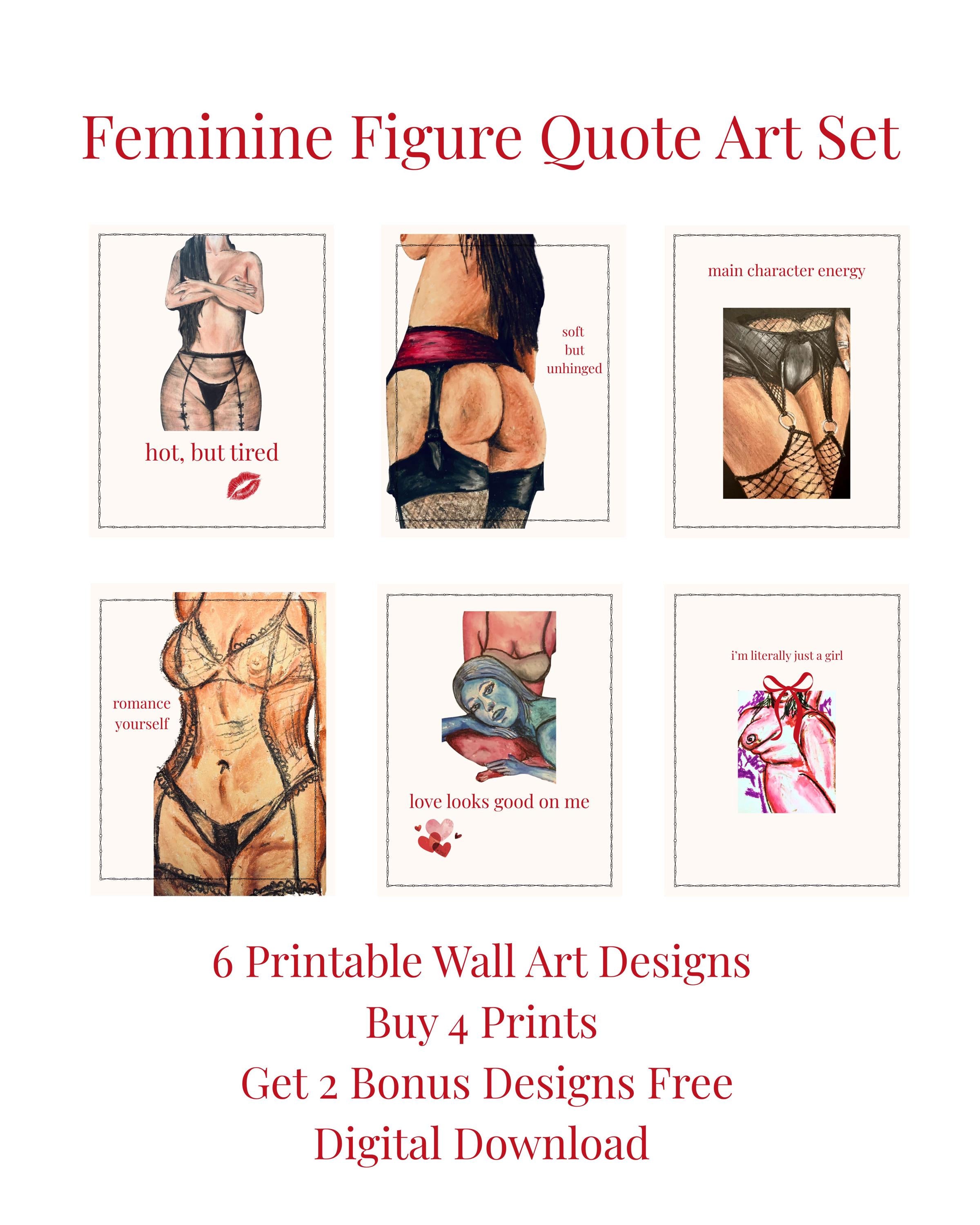 Feminine Figure Quote Art Set | Body Positive Prints (Digital Download)