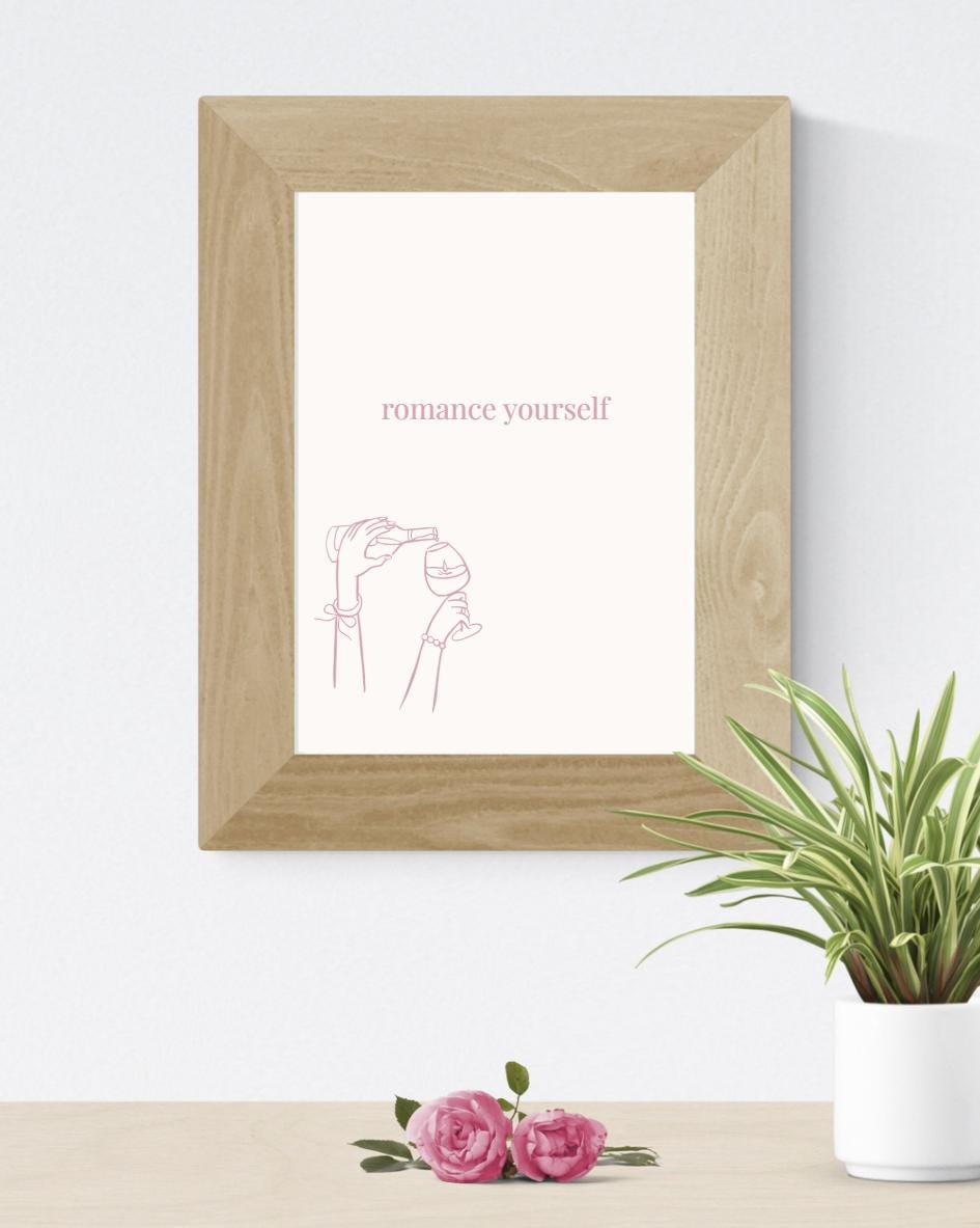 Self Love Quote Print | Feminine Line Art Wall Decor (Digital Download)