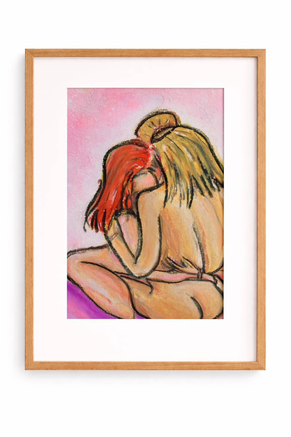 Sapphic Art Prints, Queer Intimacy Art, LGBTQ Anniversary Gift, Female Gaze Trio (Digital Download)