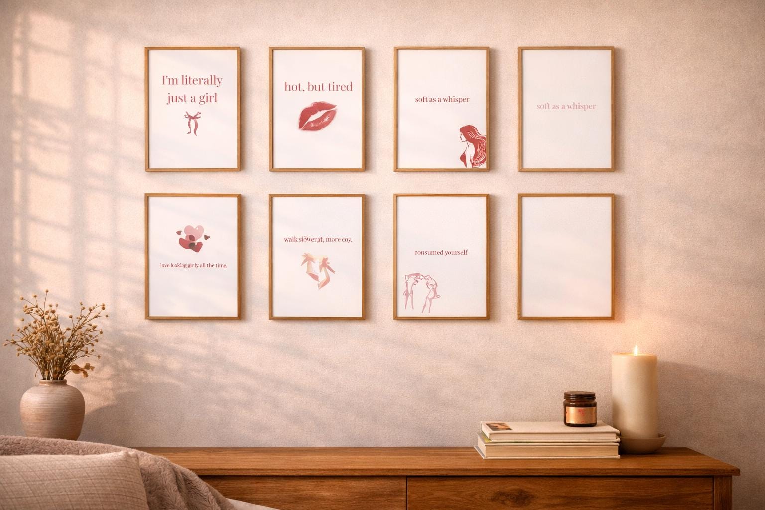 12 Coquette Quote Prints | Pink Red Girly Bedroom Decor (Digital Download)