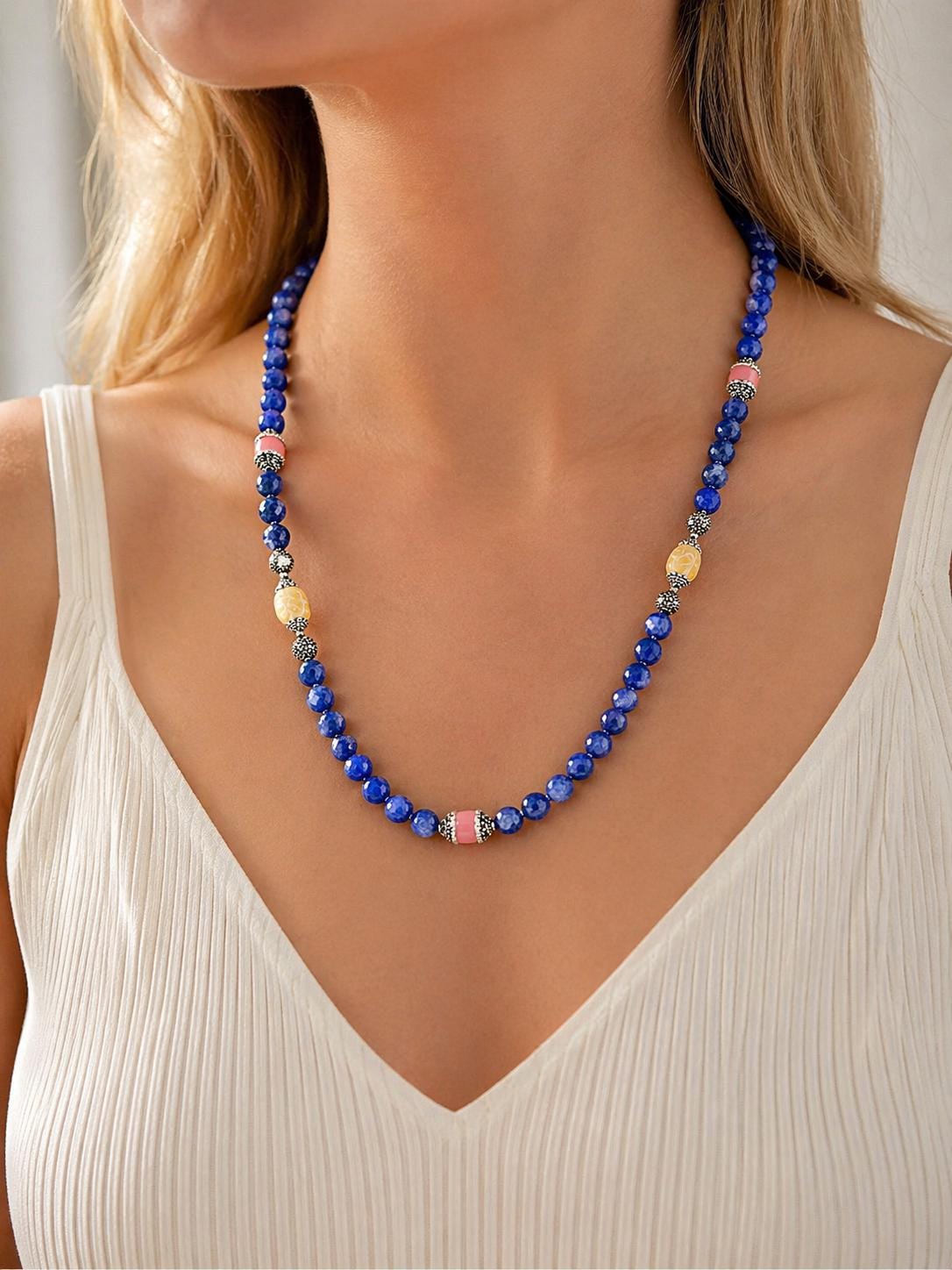 Speak Your Truth Necklace | Cleansed & Activated Crystal Necklace | Sodalite, Pink Heart Energy I Citrine Abundance Jewelry