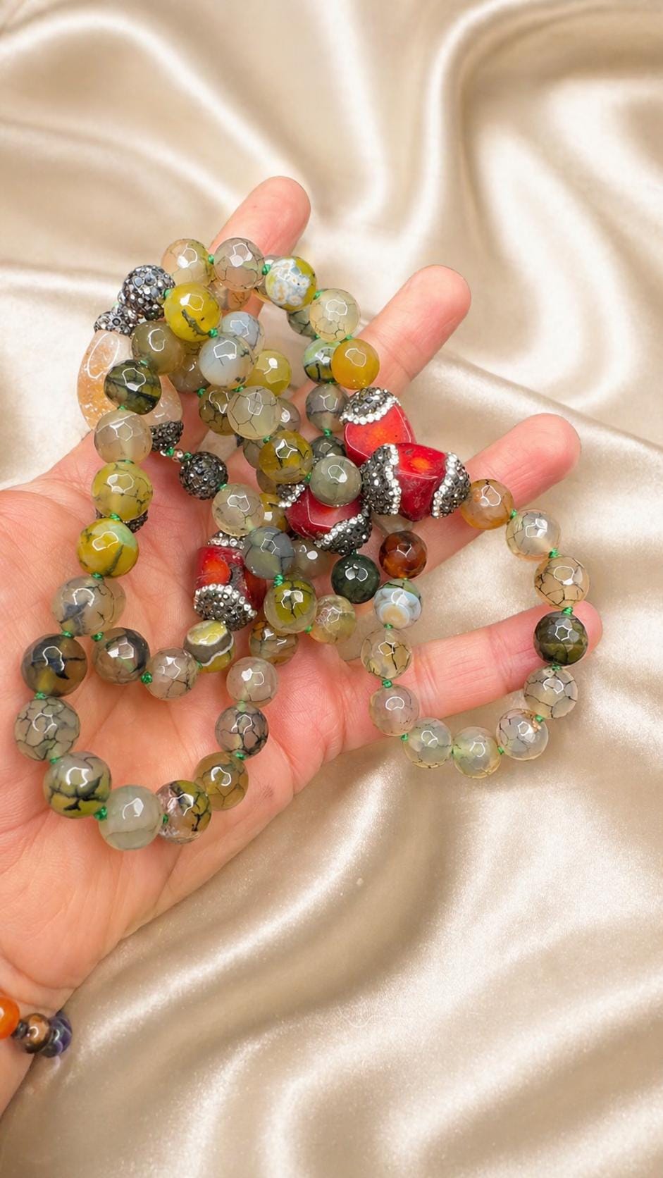 Confidence Bloom Necklace, Dragon Vein Agate Gemstone Necklace, Colorful Healing Crystal Jewelry for Women