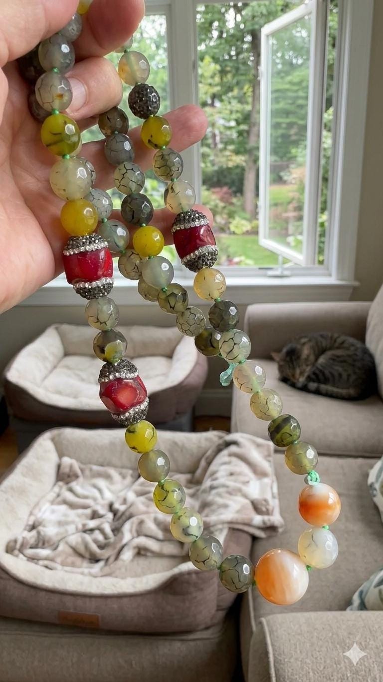 Confidence Bloom Necklace, Dragon Vein Agate Gemstone Necklace, Colorful Healing Crystal Jewelry for Women