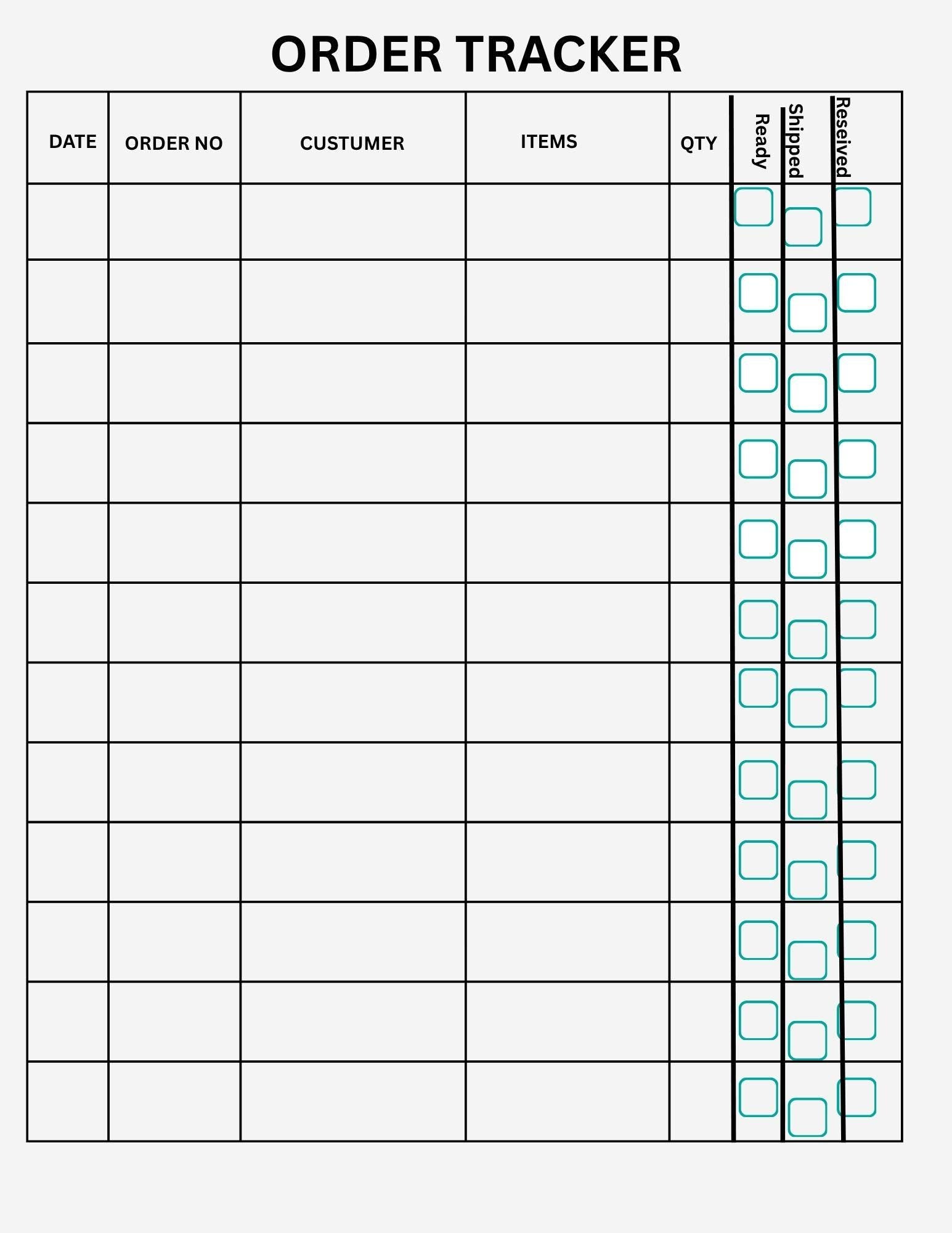 Printable Order Tracker PDF | Small Business Shipping Log (Instant Download)