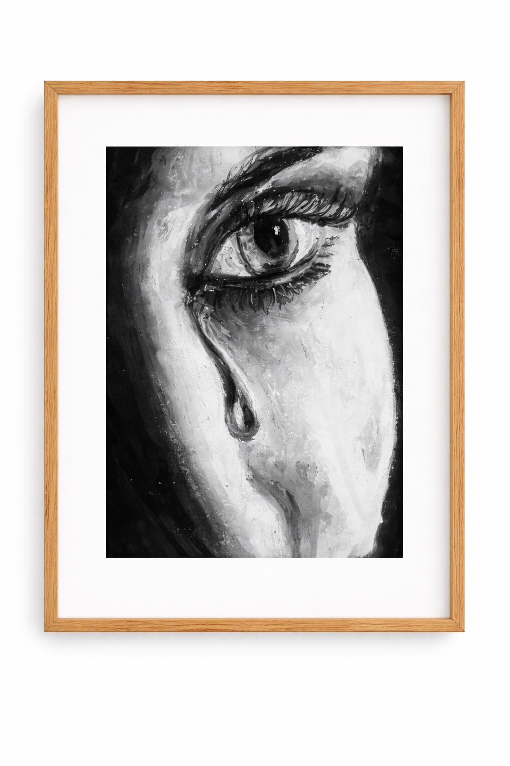 What She Saw Digital Art Print | Emotional Tear Portrait | Feminine Introspective Printable Download