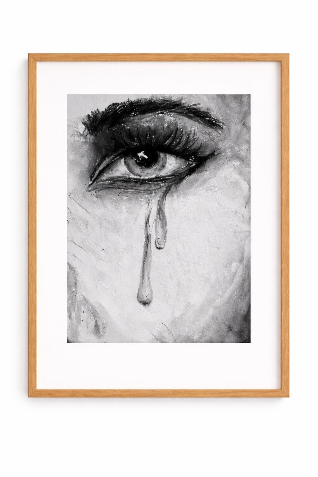 When She Cries Art Print, Surreal Oil Pastel Drawing, Emotional Female Gaze, Body Positive Decor (Digital Download)