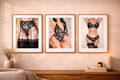 Lace & Light Boudoir Art Prints: Set of 3 Sensual Lingerie Figure Drawings, Gallery Wall (Digital Download)
