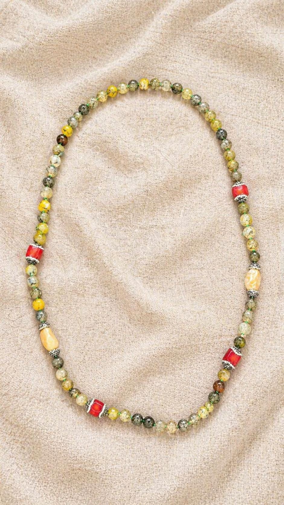 Confidence Bloom Necklace, Dragon Vein Agate Gemstone Necklace, Colorful Healing Crystal Jewelry for Women